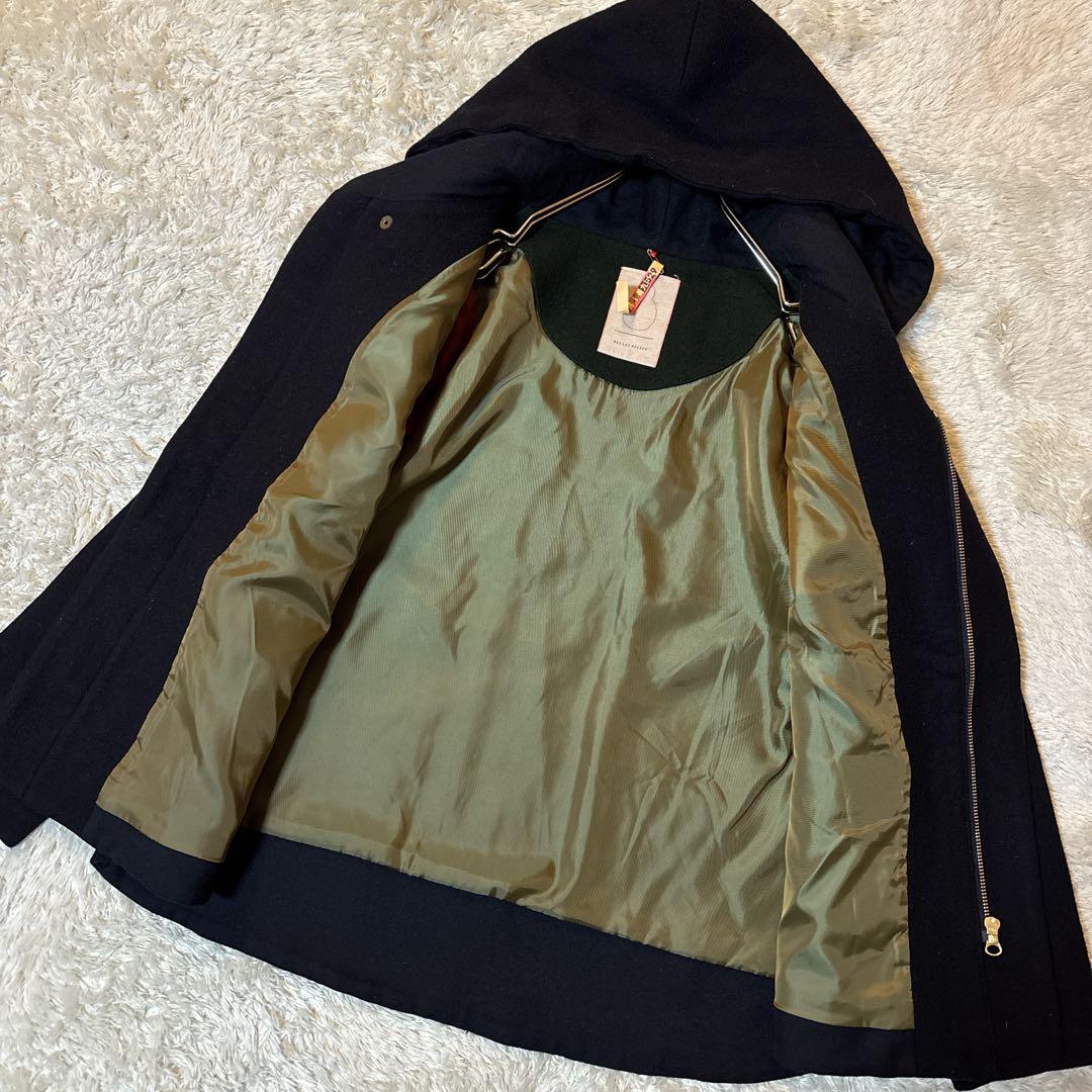 美品＊パラスパレス ウール フードメルトンコート ネイビー L 現行