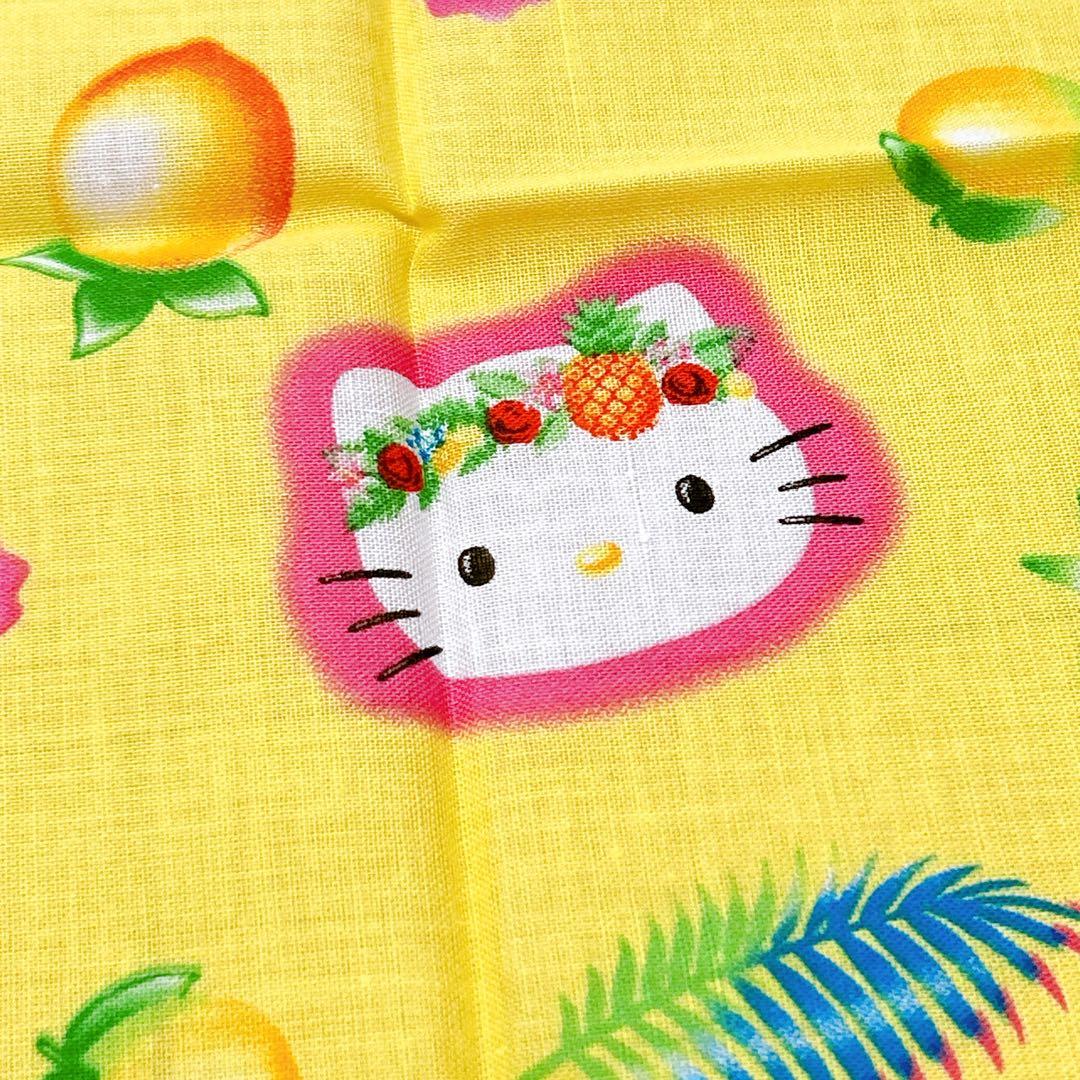 【新品】ハローキティ　ハイビスカス　トロピカル　バンダナ　大判ハンカチ　レトロ