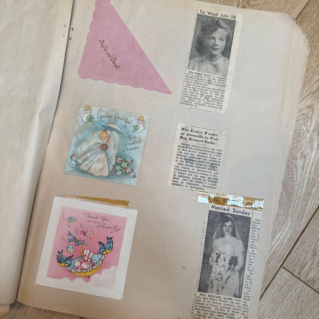 世界で一つのジャンクジャーナルに1940年代スクラップブック 紙モノ洋書