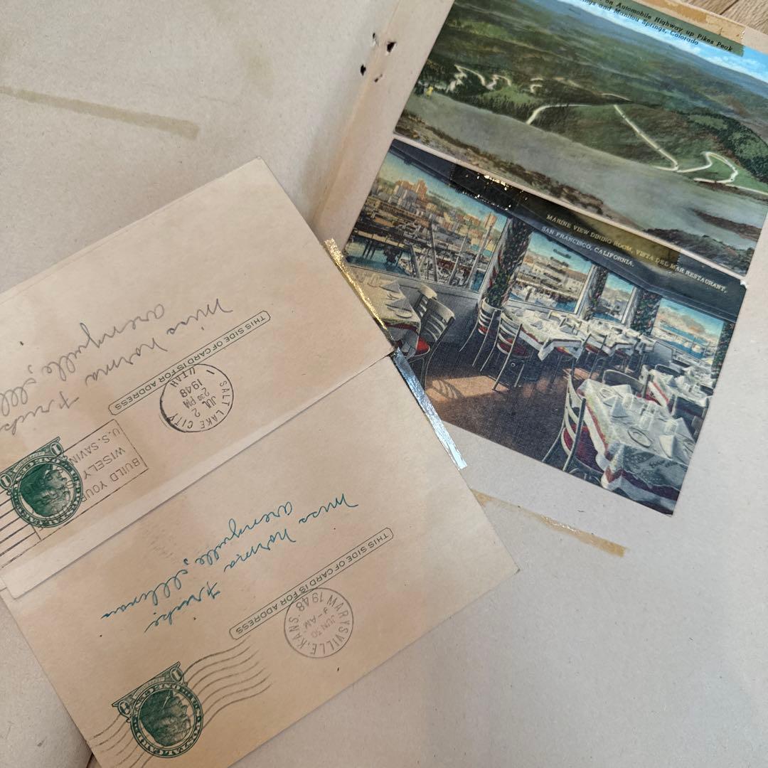 世界で一つのジャンクジャーナルに1940年代スクラップブック 紙モノ洋書