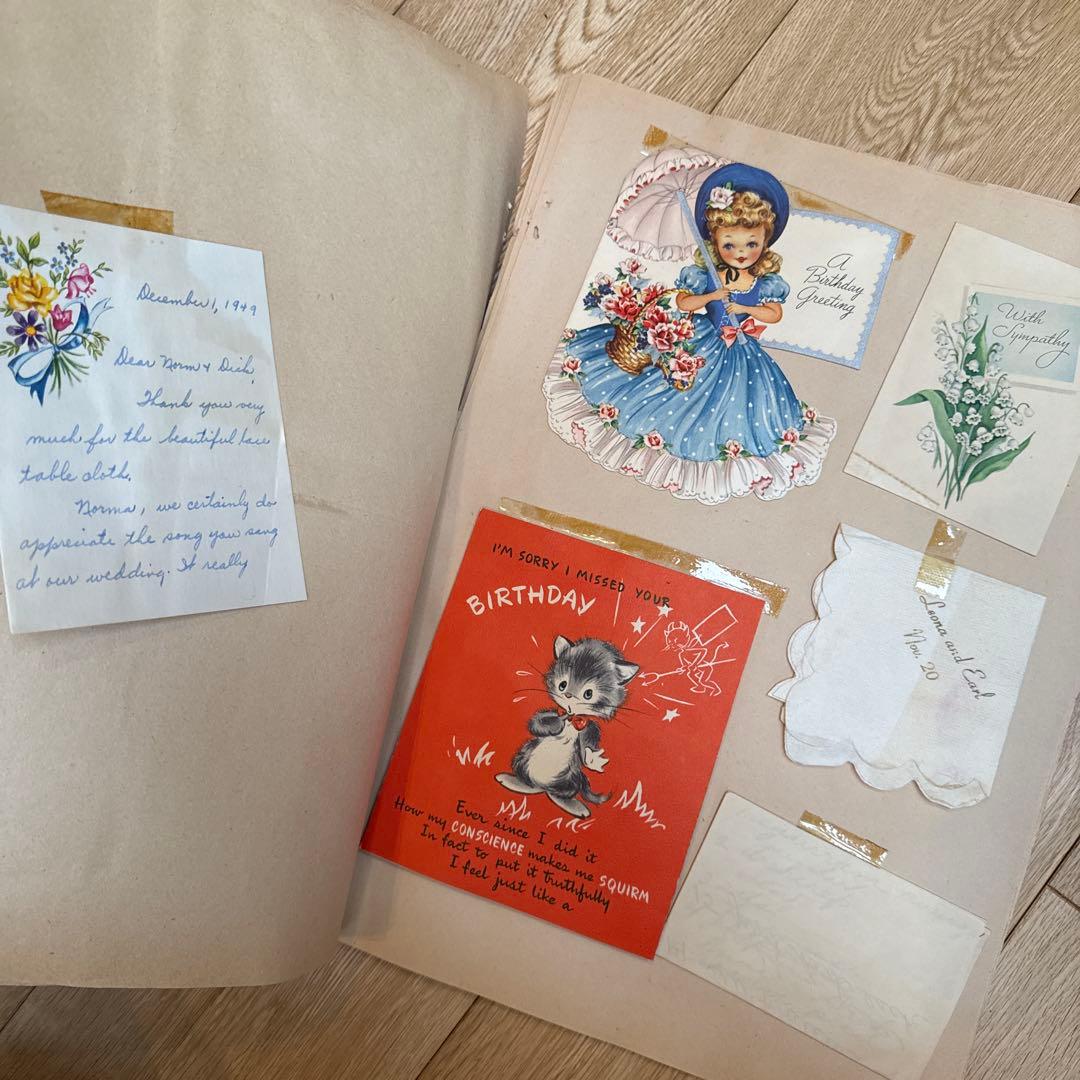 世界で一つのジャンクジャーナルに1940年代スクラップブック 紙モノ洋書