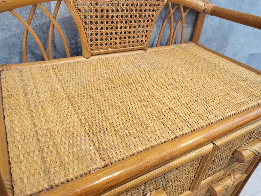 レトロ ラタン籐チェスト 家具 5段 タンス