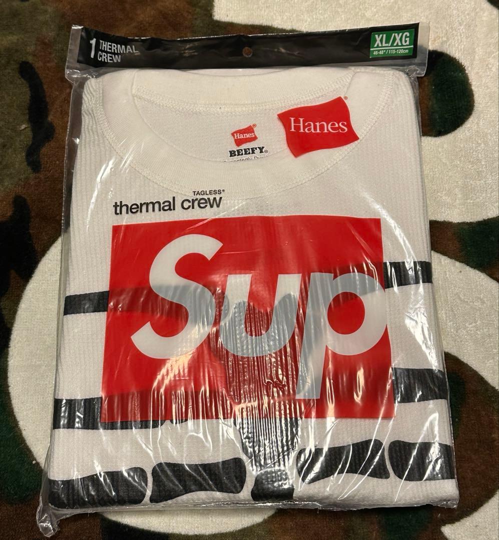 込み Supreme Hanes Bones Thermal Crew XL