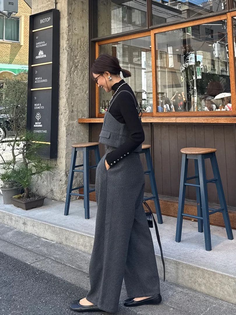 ｆｏｓiｅ　2点SET ウールライクビスチェ ウールライクタックワイドパンツ