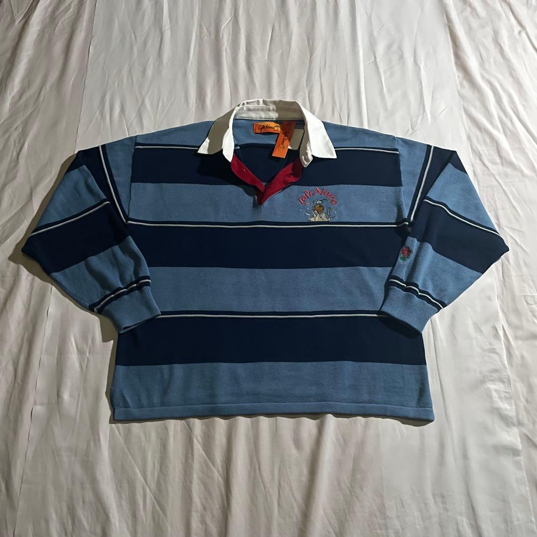 新品【レフトアローン】 ボーダー ニット ポロシャツ 希少 stussy