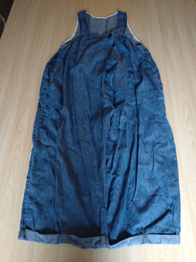 nest robe コットンリネンダンガリータックギャザーサロペット　ブルー