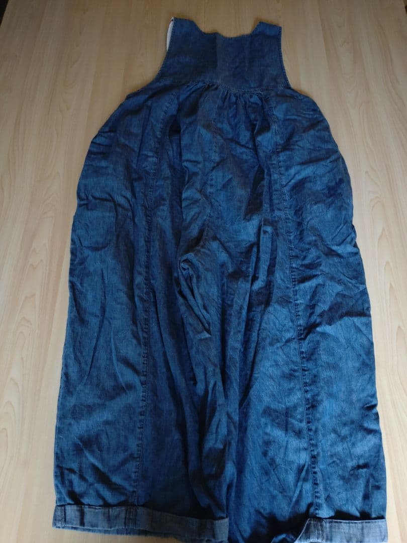 nest robe コットンリネンダンガリータックギャザーサロペット　ブルー