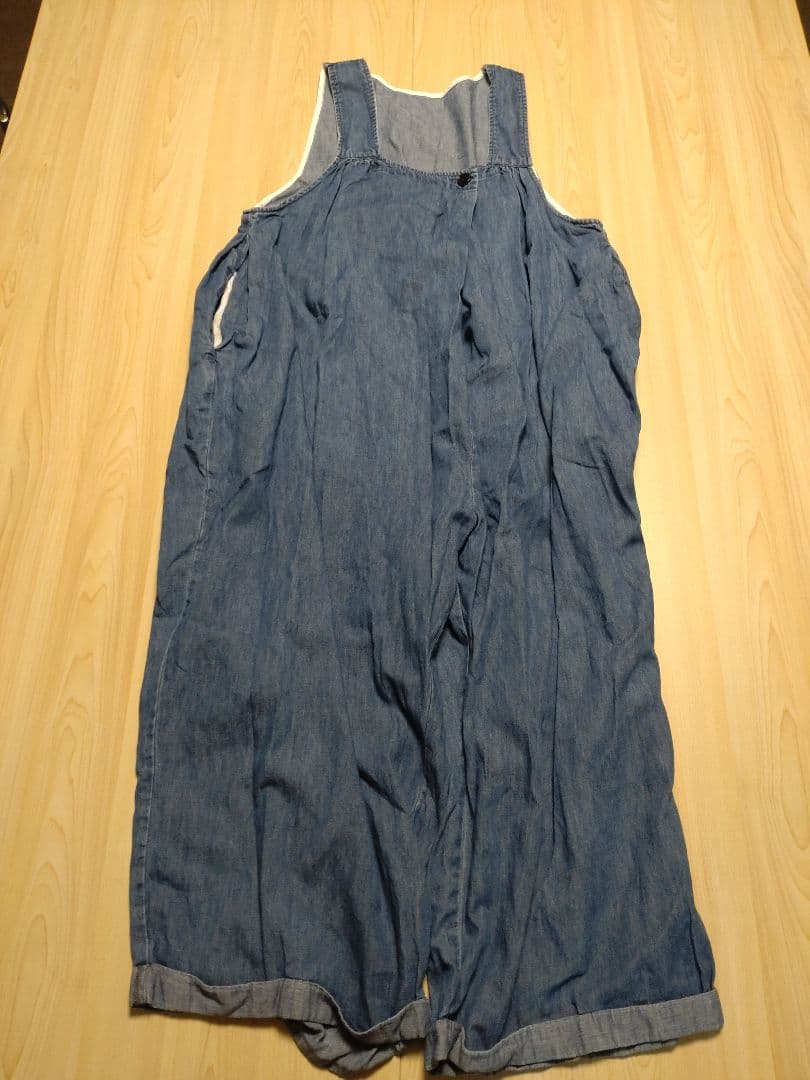 nest robe コットンリネンダンガリータックギャザーサロペット　ブルー