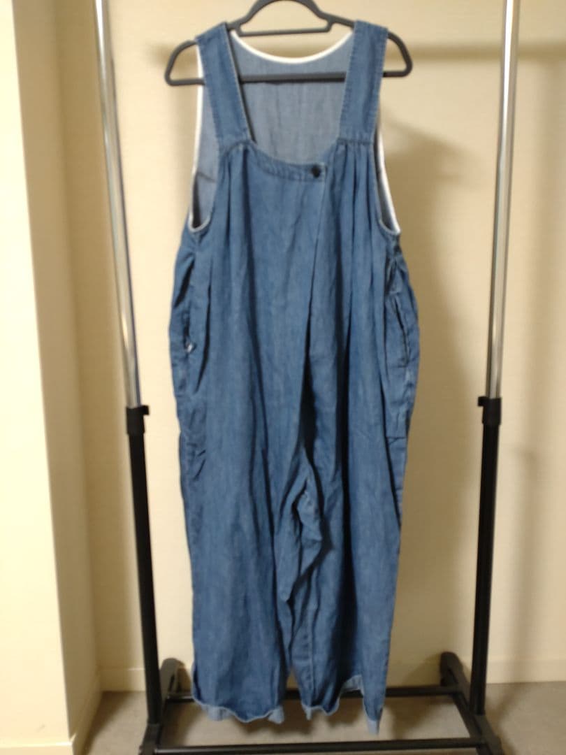 nest robe コットンリネンダンガリータックギャザーサロペット　ブルー