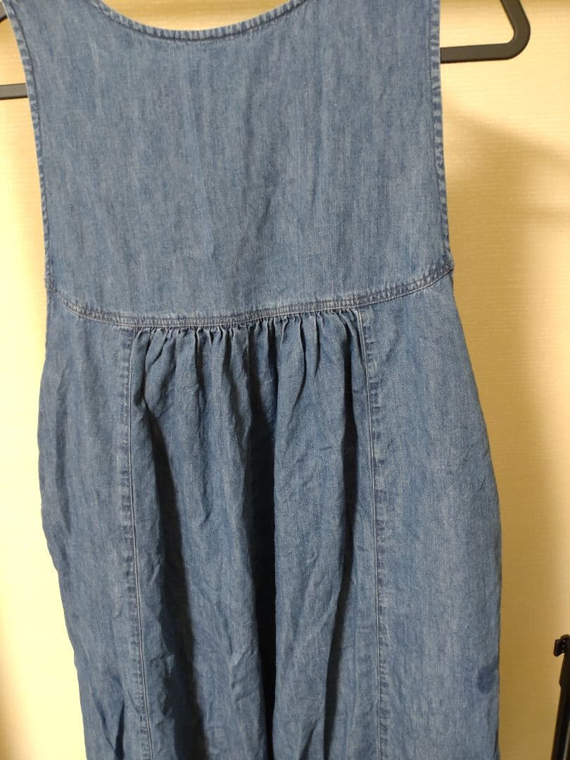 nest robe コットンリネンダンガリータックギャザーサロペット　ブルー