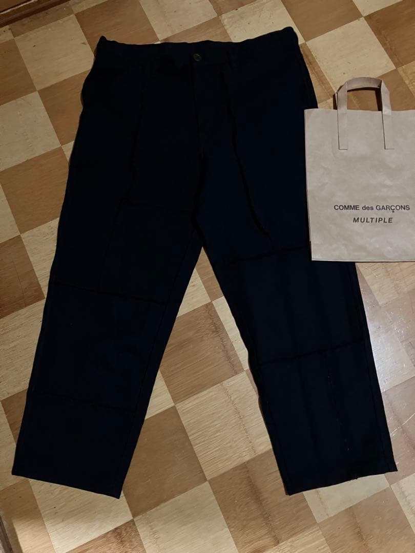 23S/S コムデギャルソンシャツ ポリ縮絨パッチワークパンツ ネイビー 濃紺