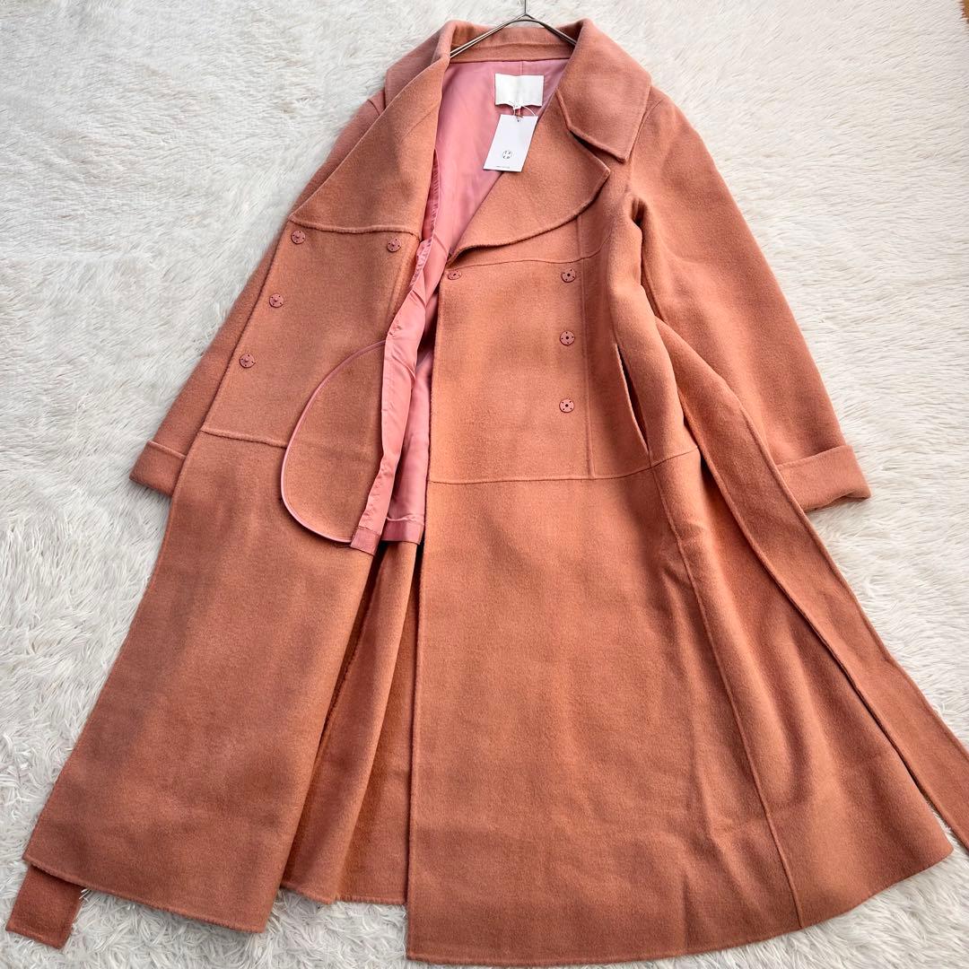 新品 lato Aライン ウール カシミヤ ロングコート ダブルフェイス ベルト