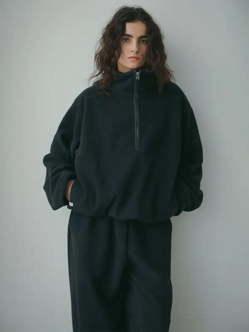 etretokyo ドロストヘムエコフリースハーフジッププルオーバー　NAVY