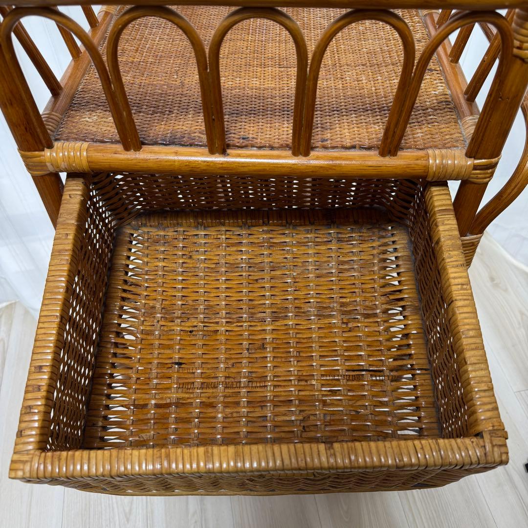 ラタン　脱衣籠　ラック　収納　家具　アンティーク　アジアン　ワゴン　レトロ