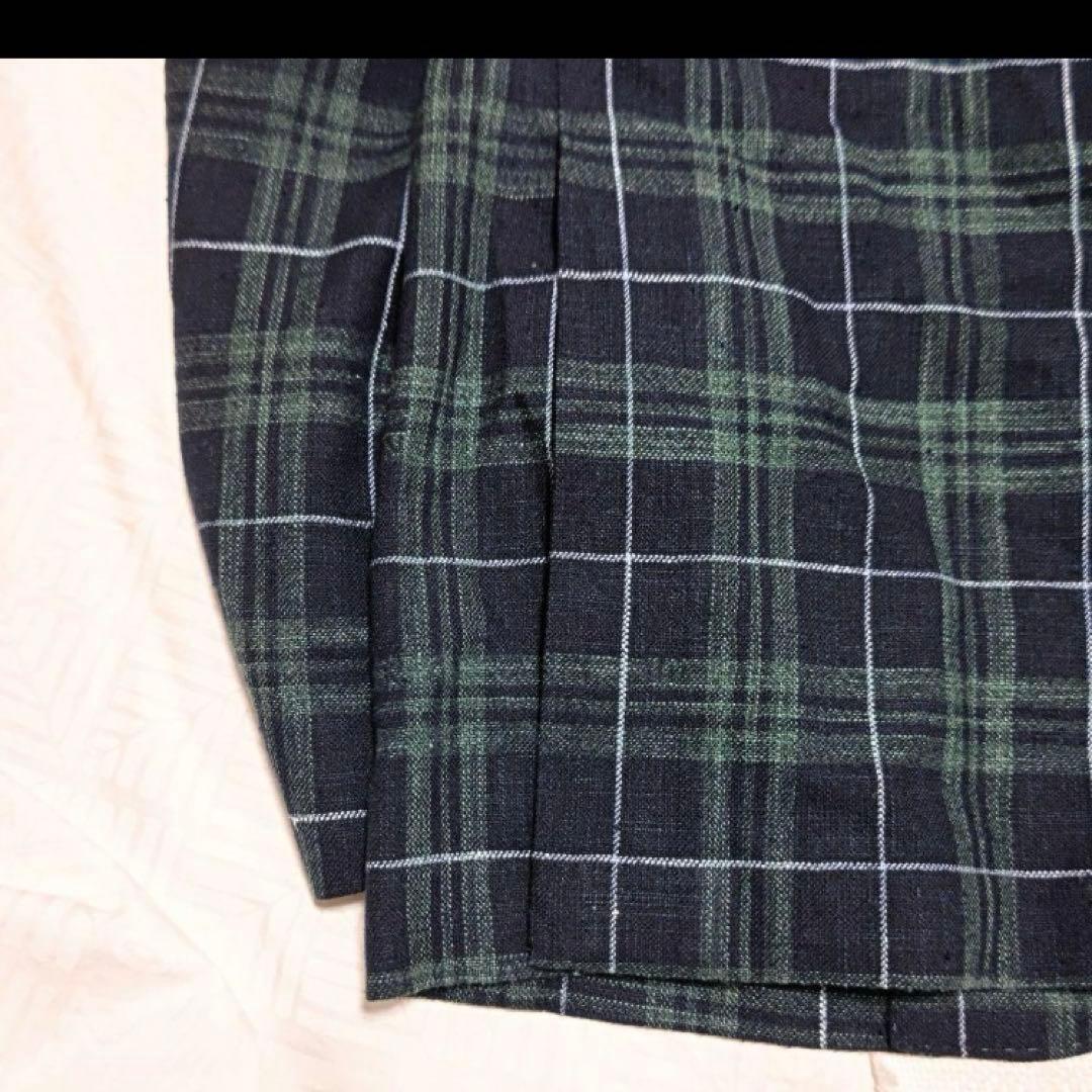 サルトリオSartorioコットンシルクウールチェックテーラードジャケット46紺
