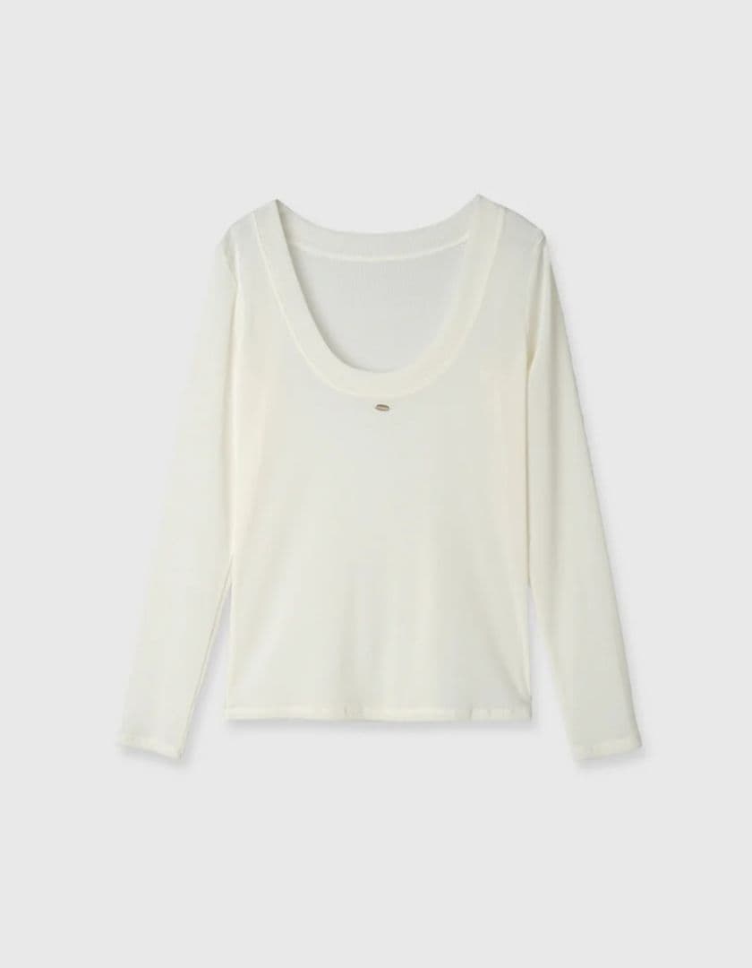 anuans バックオープンシアーカットトップス アイボリー