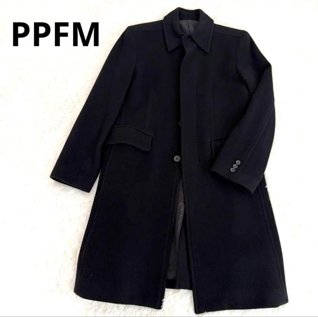 PPFM ウール90% ロングコート ブラック レトロ 古着