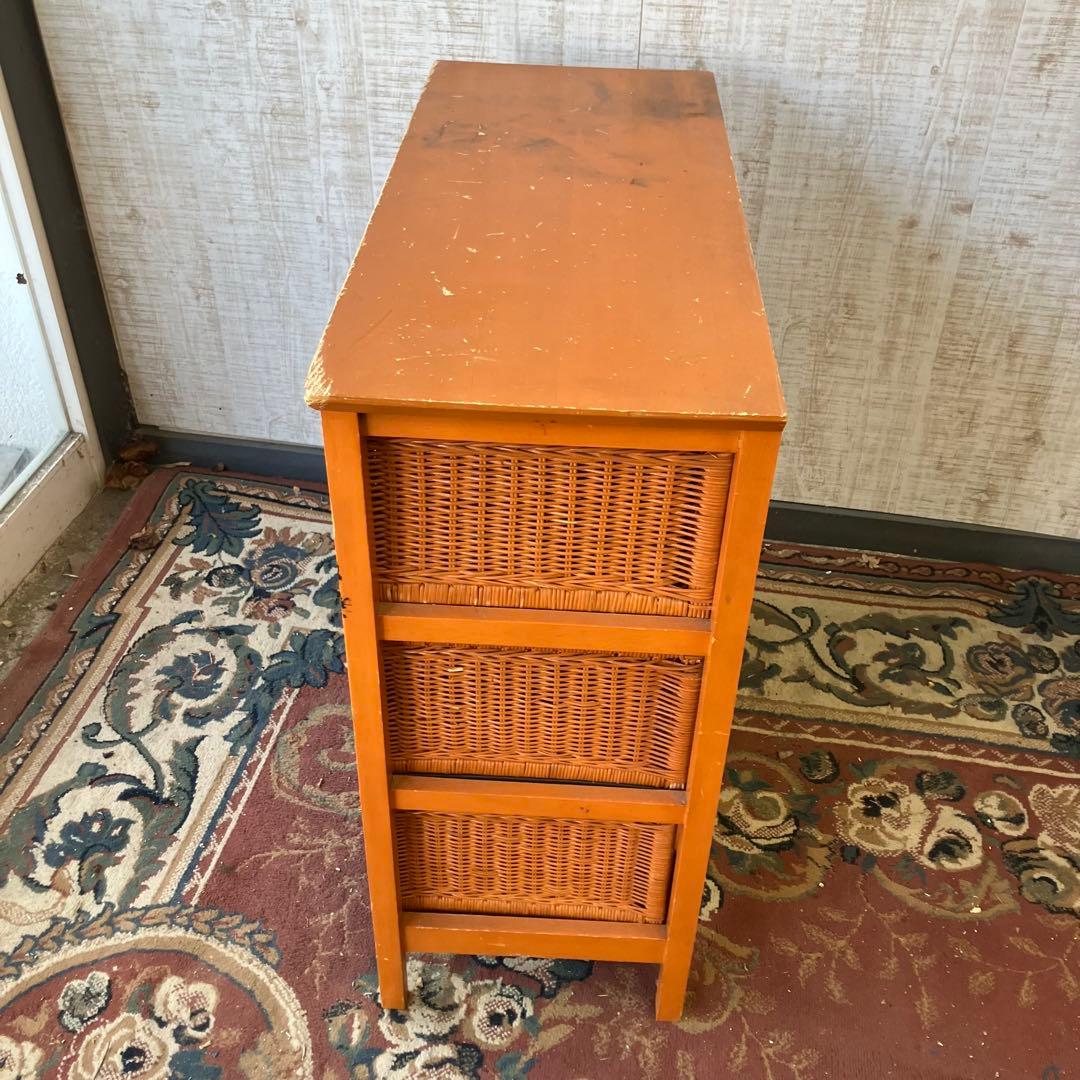 北欧レトロ ラタンチェスト 3段6杯収納ラック 引き出しタンス 箪笥