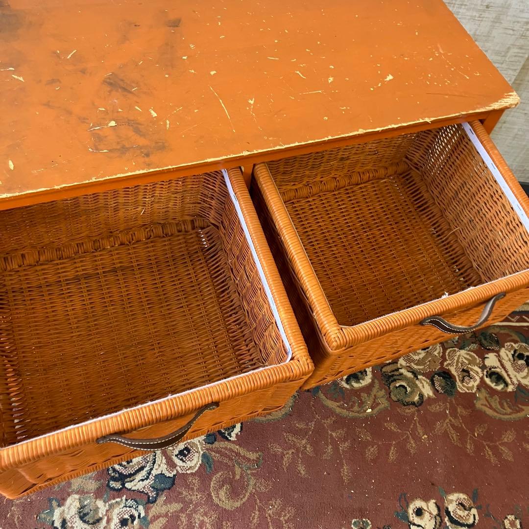 北欧レトロ ラタンチェスト 3段6杯収納ラック 引き出しタンス 箪笥