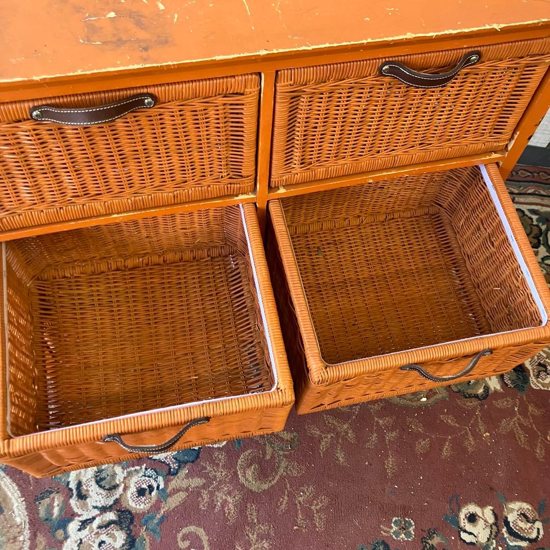 北欧レトロ ラタンチェスト 3段6杯収納ラック 引き出しタンス 箪笥