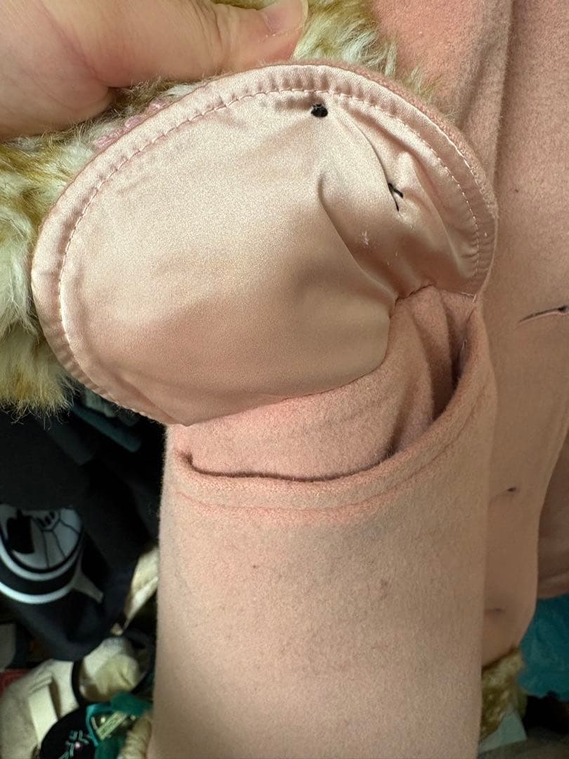 ファー付きピンクロングコート　小鹿ちゃんコート