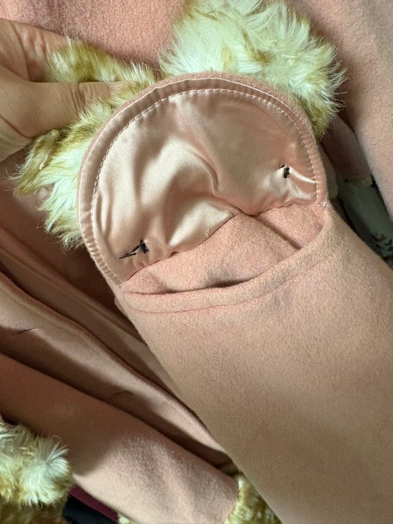 ファー付きピンクロングコート　小鹿ちゃんコート