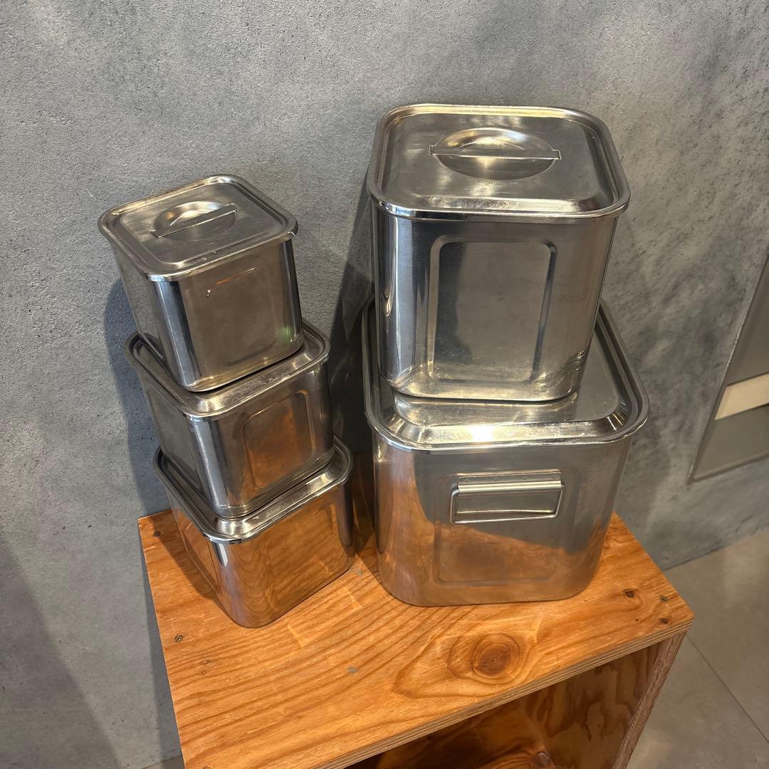 カフェ倒産品　ユキワYUKIWA キッチンポット 蓋付き調味料ケース5個セット