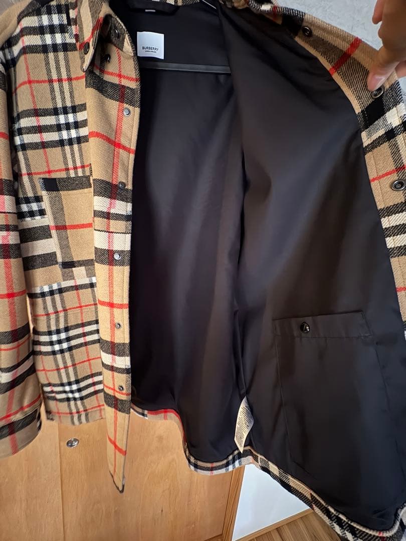 超美品2022SS Burberryパッチワーク チェックシャツ ジャケット