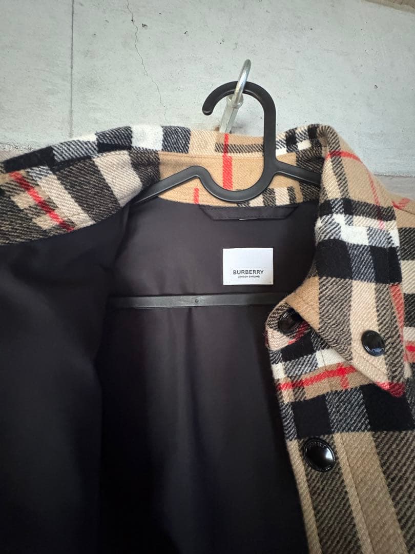 超美品2022SS Burberryパッチワーク チェックシャツ ジャケット