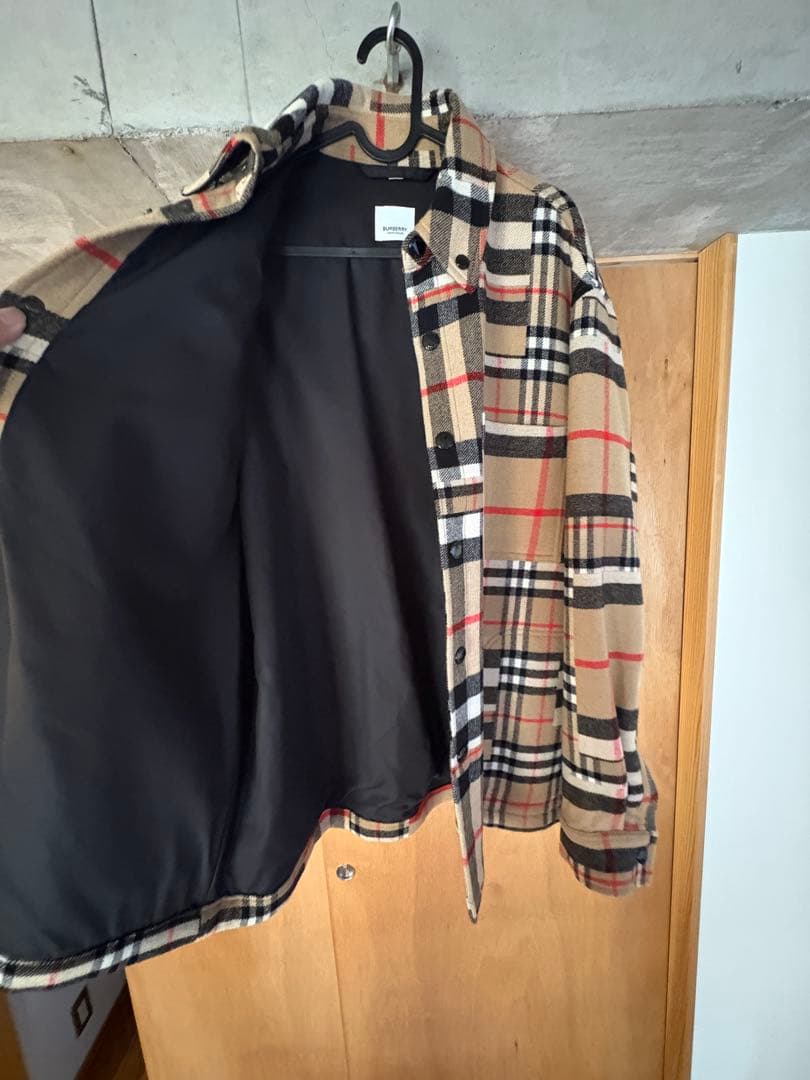 超美品2022SS Burberryパッチワーク チェックシャツ ジャケット