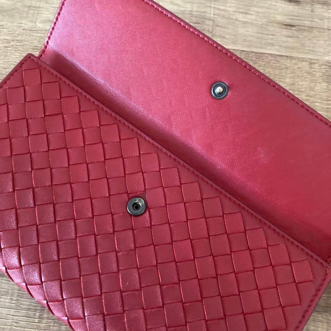 BOTTEGA VENETA ボッテガ イントレチャート 長財布 レッド 赤
