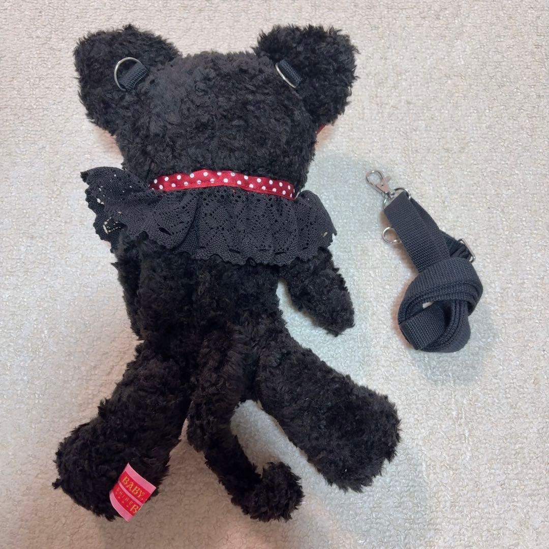 ねこくみゃちゃんポシェット　黒エンジ