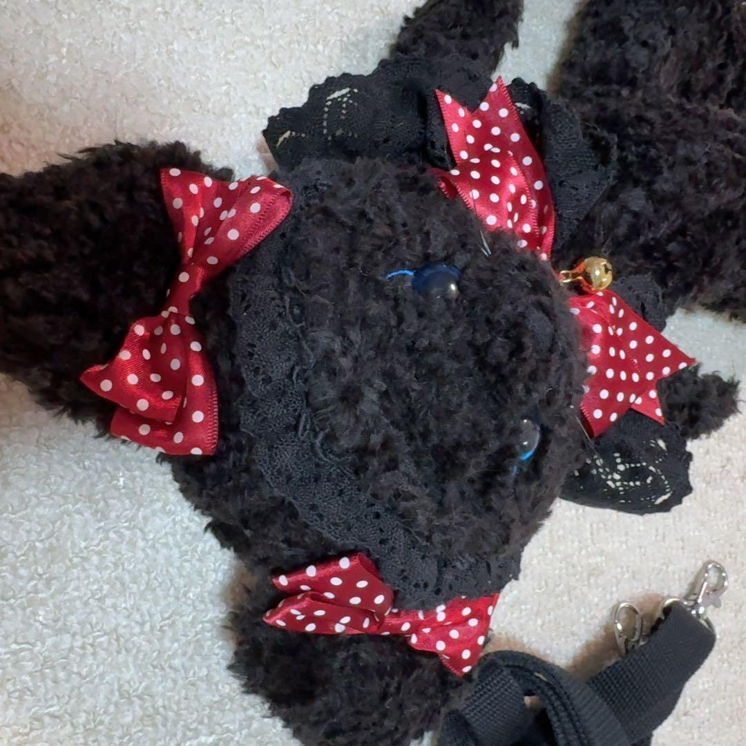 ねこくみゃちゃんポシェット　黒エンジ