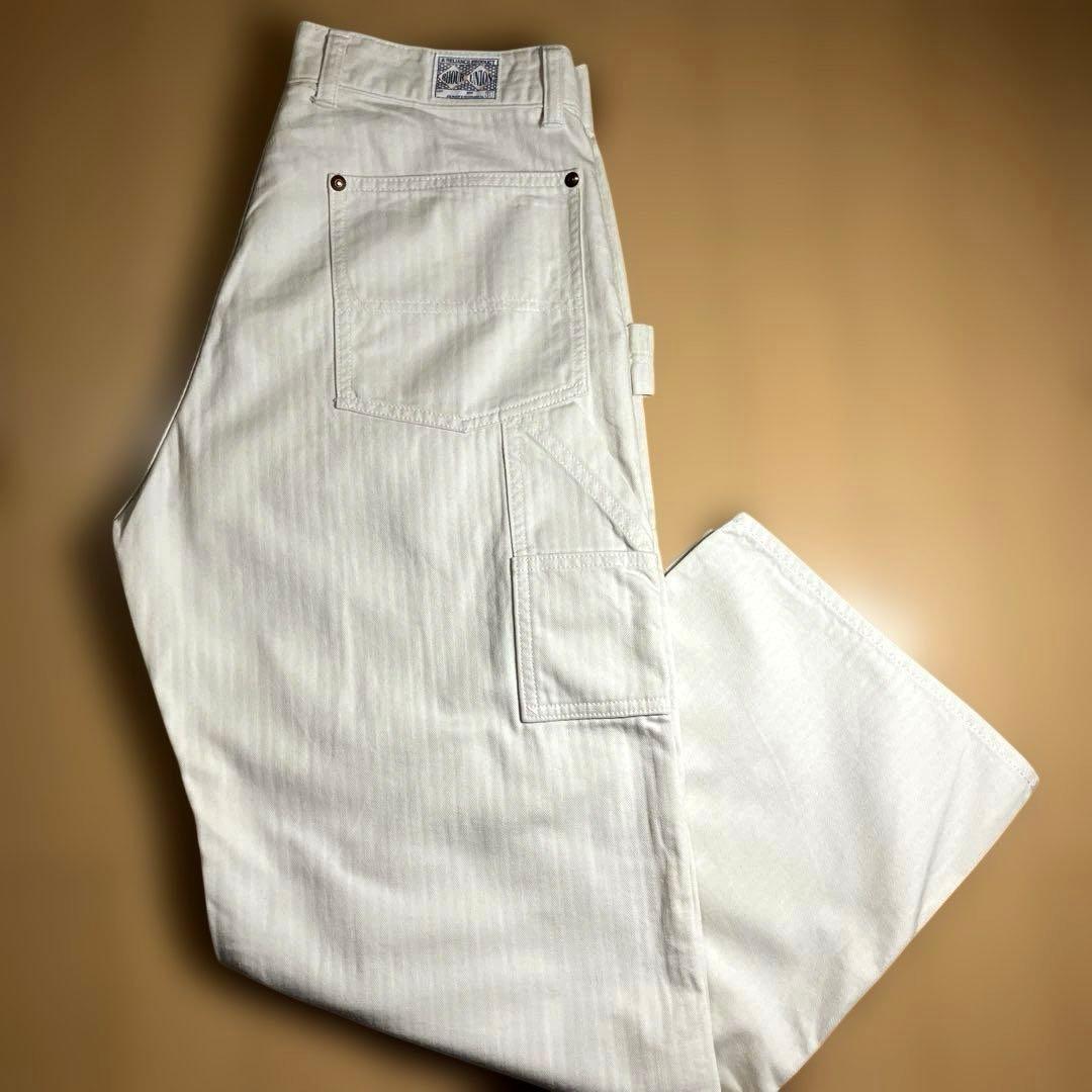 リアルマッコイズ　ホワイトHBTダブルニーワークパンツ　W30 ペインターパンツ