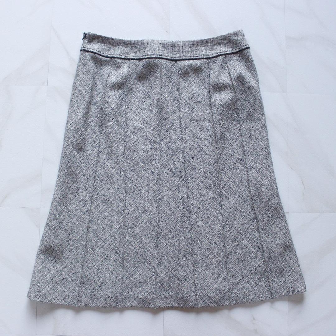 【大きいサイズ】23区 セットアップ 48 スカート ツイード リボン グレー