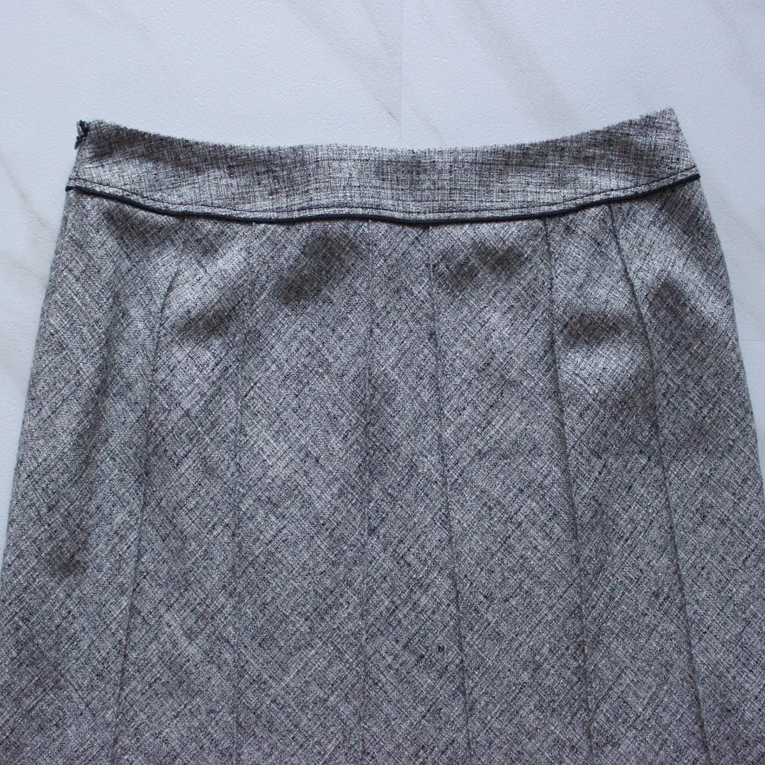 【大きいサイズ】23区 セットアップ 48 スカート ツイード リボン グレー