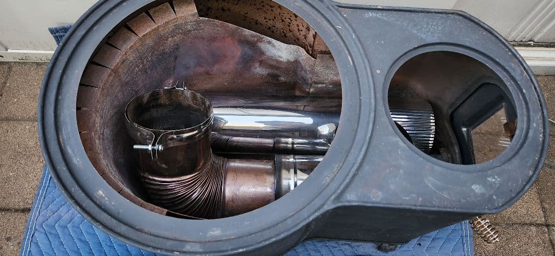 ホンマ 黒耐熱窓付時計型ストーブ ステンレ ス煙突セット 直接受渡歓迎