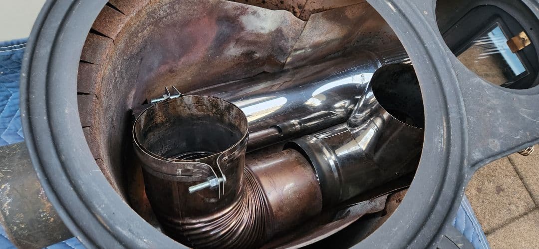 ホンマ 黒耐熱窓付時計型ストーブ ステンレ ス煙突セット 直接受渡歓迎