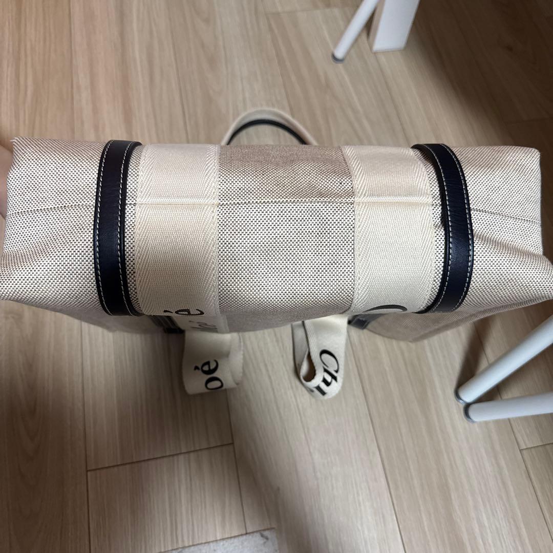 Chloé Woody Medium Tote Bag White Blue