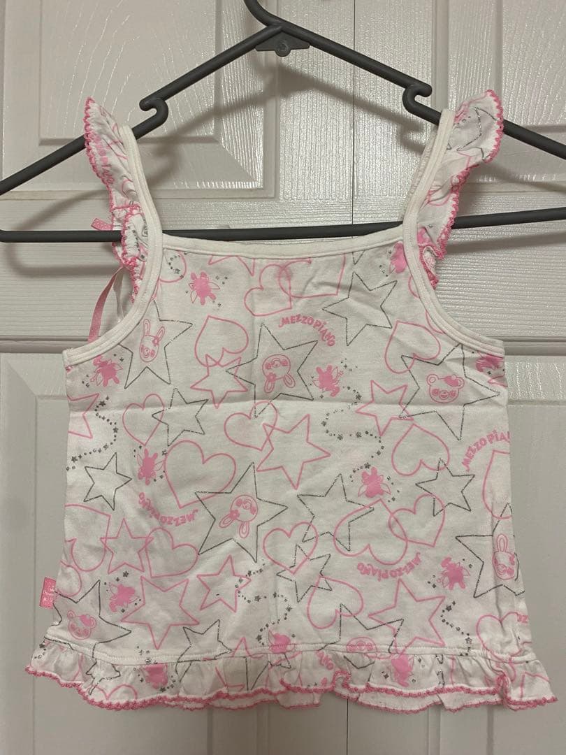 メゾピアノ フリルリボン 白ピンク タンクトップ 120cm