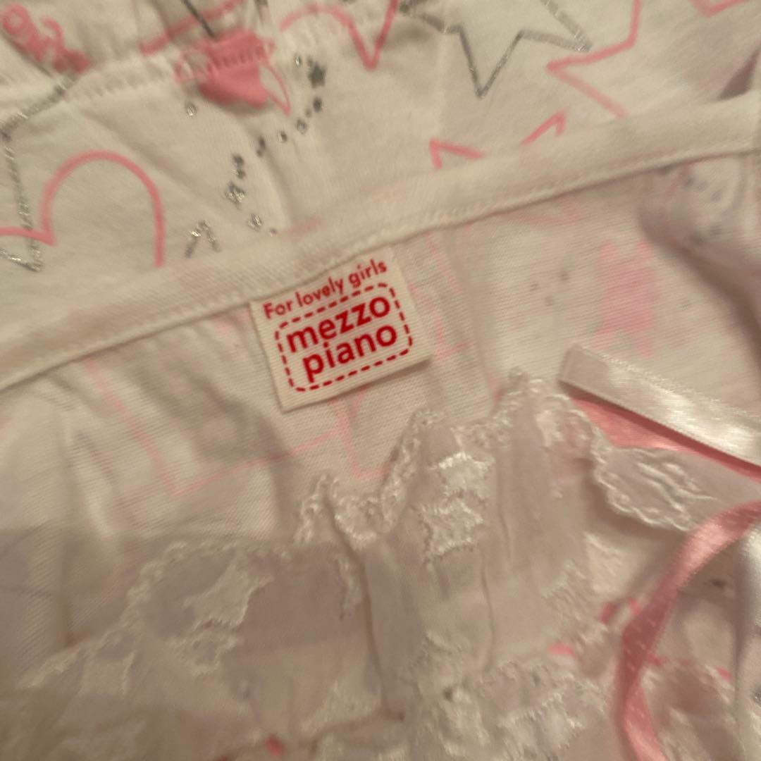 メゾピアノ フリルリボン 白ピンク タンクトップ 120cm