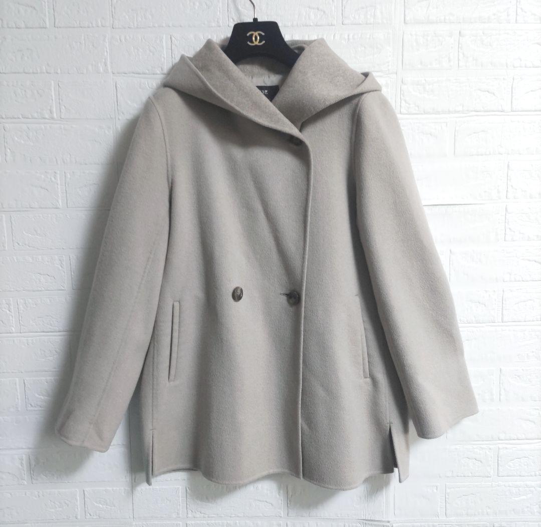 23区　ウールアンゴラ フーデットリバーコート ショート