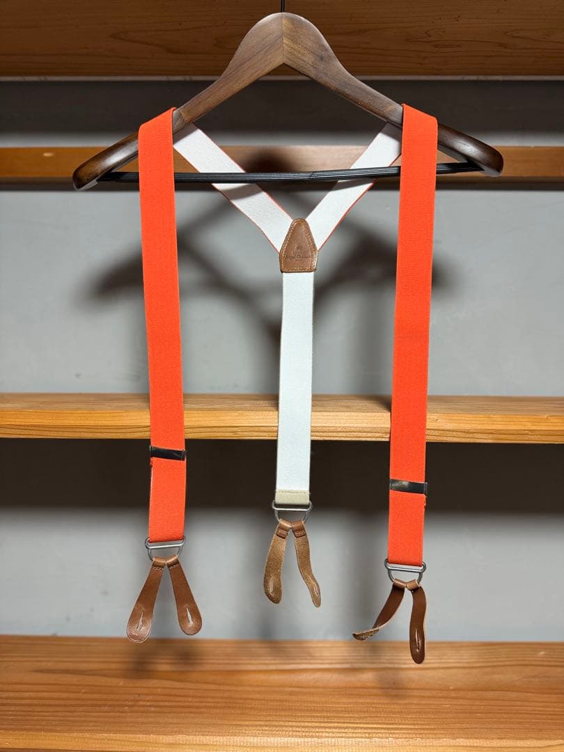 試着のみ　ナイジェルケーボン　サスペンダー　オレンジ　　　　ネットでポチり隊