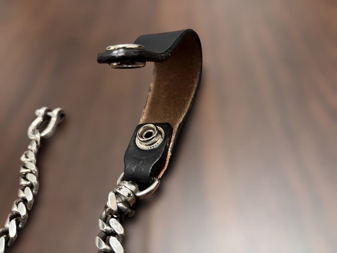 インセプション ウォレットチェーン レザー ブラックxシルバーメッキ　US