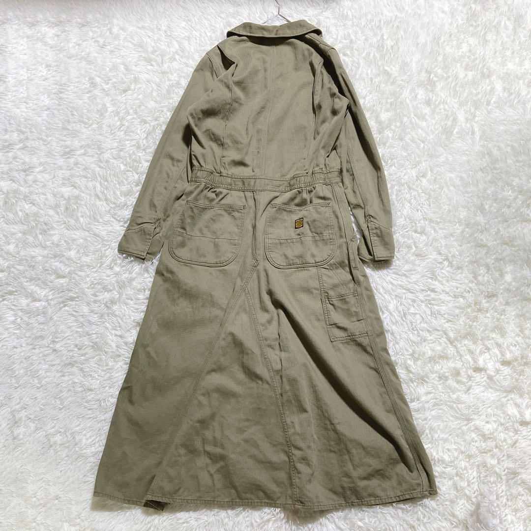 希少⭐️キャピタル　オールインワン　ワンピース　ヘリンボーン　ジップ　カーキ　S