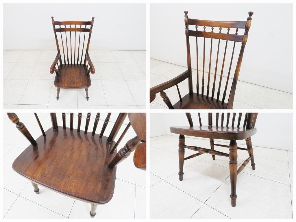 ■飛騨産業 キツツキ■ウィンザーチェア■ダイニング アーム■ナラ材■スポーク■②