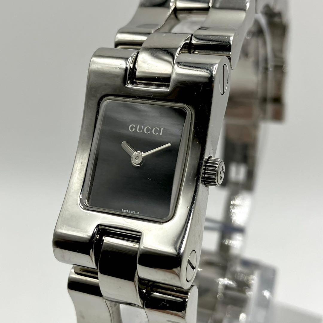 稼働 GUCCI グッチ 2305L ブラック シルバー レディース 腕時計