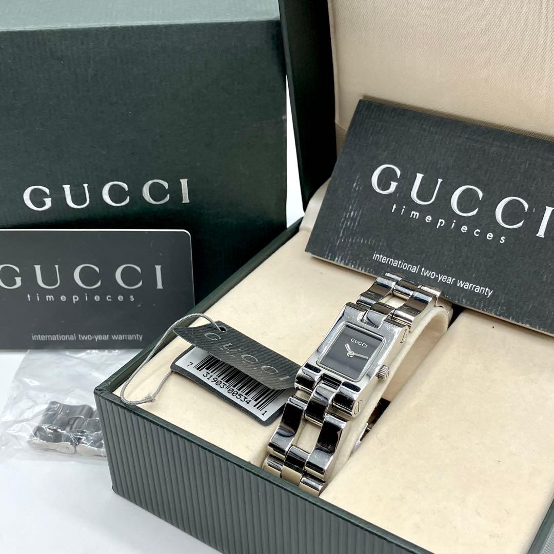 稼働 GUCCI グッチ 2305L ブラック シルバー レディース 腕時計