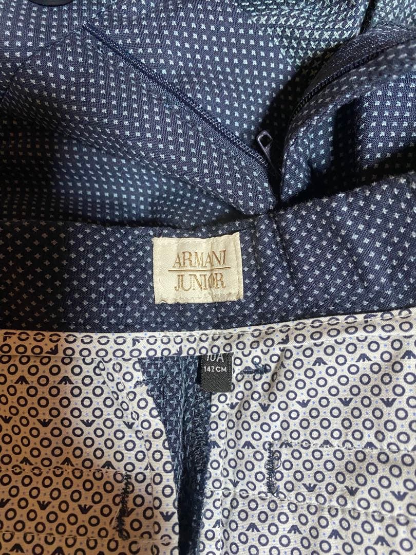 ARMANI JUNIOR ネイビー　ドット　スーツ　9-10