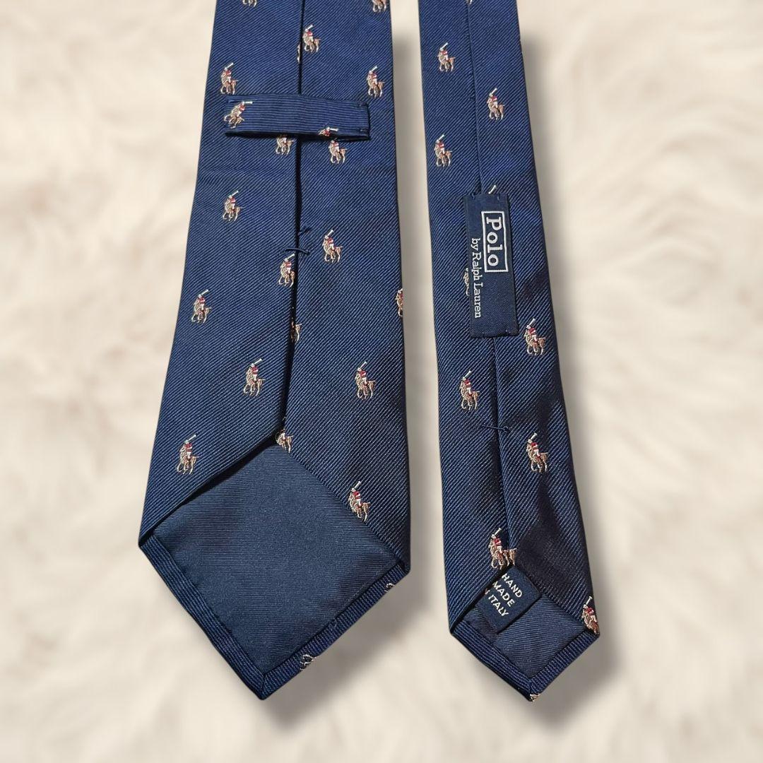【未使用級✨】ポロバイラルフローレン 無地 総柄 ポニー刺繍 ジャガード 濃紺